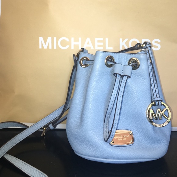 Michael Kors sky blue crossbody bucket bag