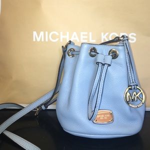 Michael Kors sky blue crossbody bucket bag