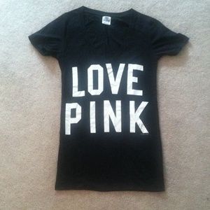 Pink Victoria's Secret v-neck t-shirt
