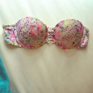 VS Multicolored splash strapless swim top