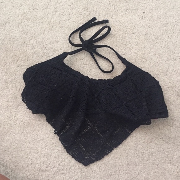 black xhilaration flounce bikini top
