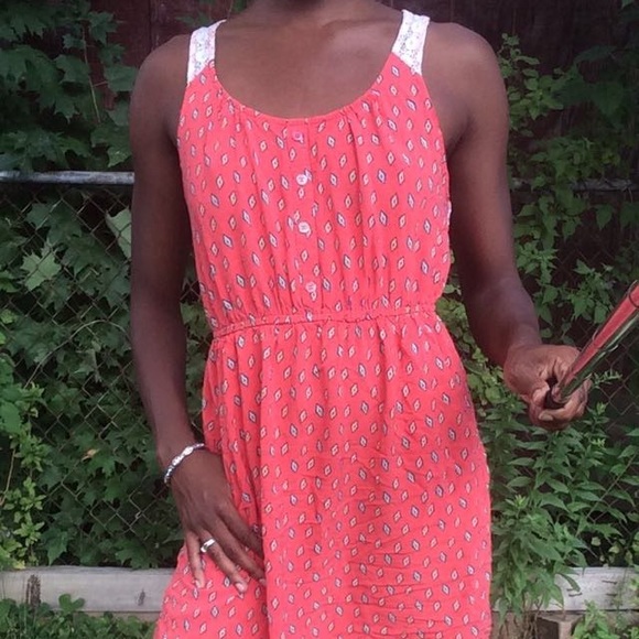 Diamond Patterned Dress in Salmon with Pockets