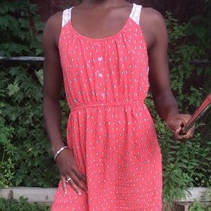 Diamond Patterned Dress in Salmon with Pockets