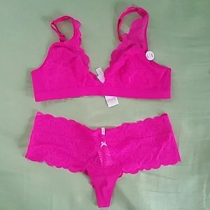 PINK bralette with matching cheekster panty