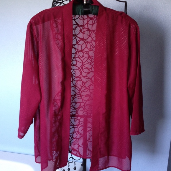 Wine color salon studio semi sheer cover up - top