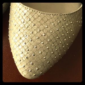 Carlos Santa silver embellished flats size 9