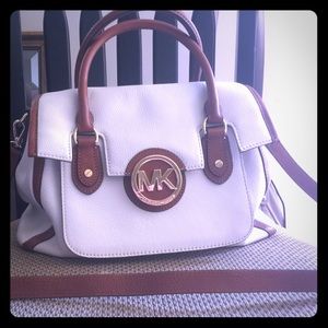 Michael Kors white and Carmel purse