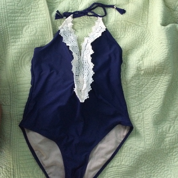 Navy blue one piece swimsuit NWOT