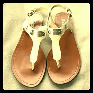 Michael Kors beige python sandals