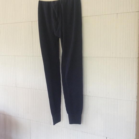 L) Fruit of the Loom Men’s Thermal Pants Size XL (16/18) Navy Blue Waffle Knit