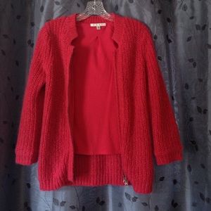 Boho mohair cardigan in deep pink