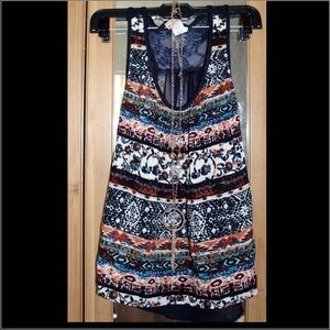 Pattern Blouse With Detachable NecklaceNWT