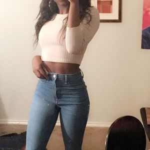 long sleeve ribbed crop top