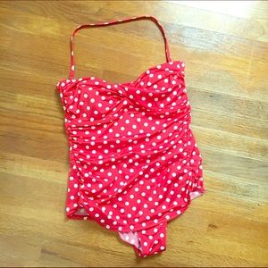 Merona red polka one piece swimsuit