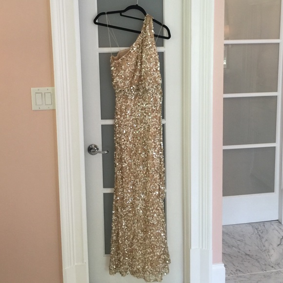 AIDAN MATTOX One Shouldered Goddess Dress