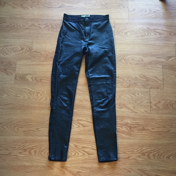 Topshop leather front Joni jeans