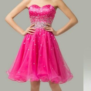 Beautiful hot pink formal dress with bling