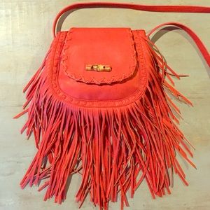 Orange fringe satchel never worn