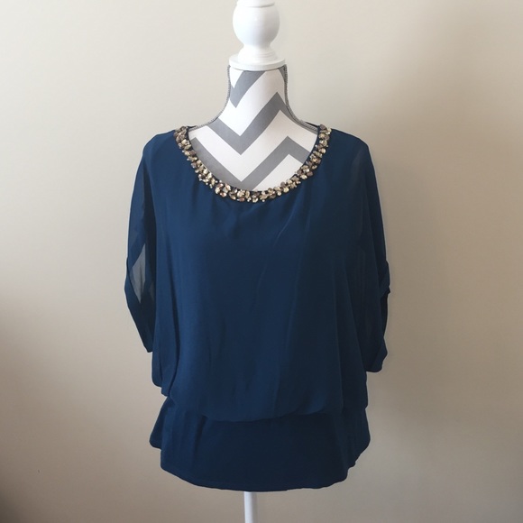 Joseph A. Tops - ❌sold❌ Joseph A. Blouse with jeweled neckline