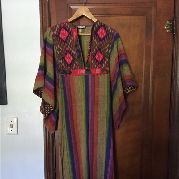 Vintage'70s Rikma Rainbow Kaftan 100% woven cotton