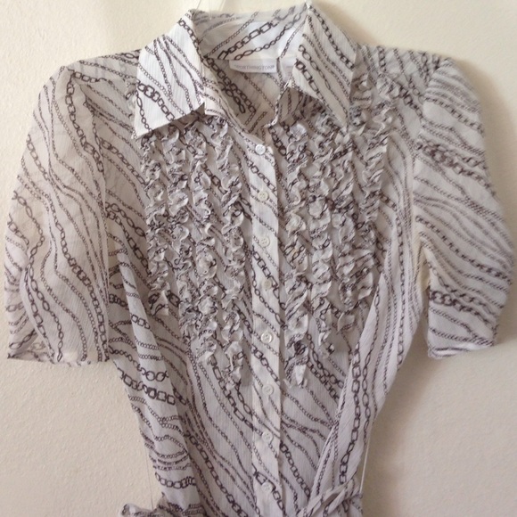 Button down cream colored sheer blouse