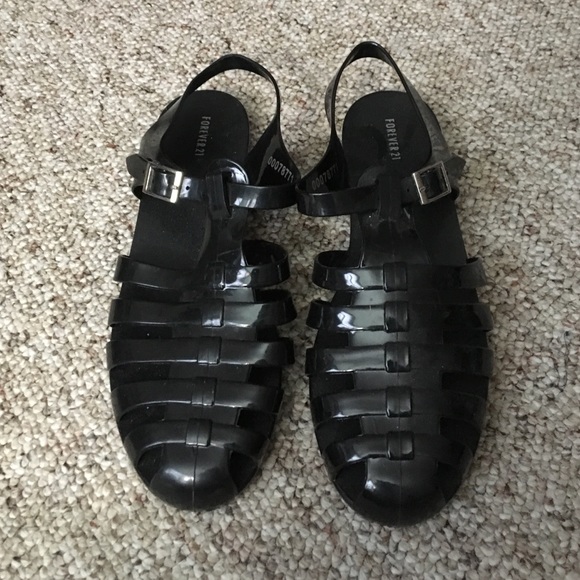 Forever 21 Black 90's Jelly Shoes