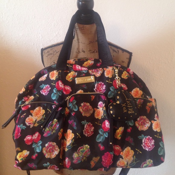 37 off Betsey Johnson Handbags Betsey Johnson Floral Overnight Bag