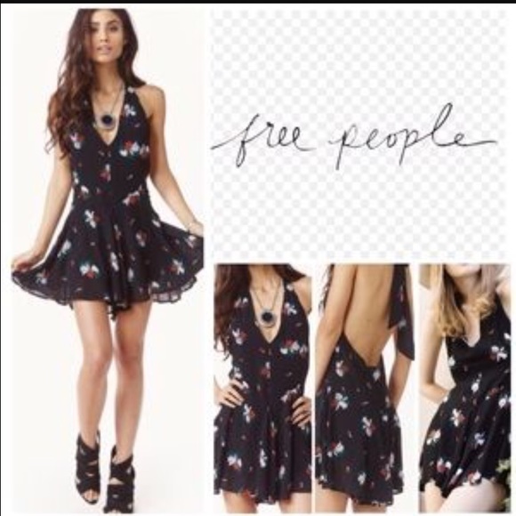 Free People Smooth Talker Black Floral Romper NWT