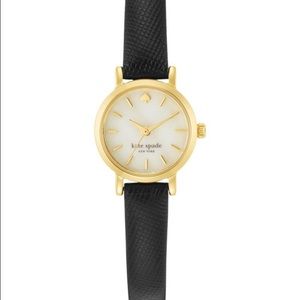 kate spade Tiny Metro Black Leather Watch, 20mm