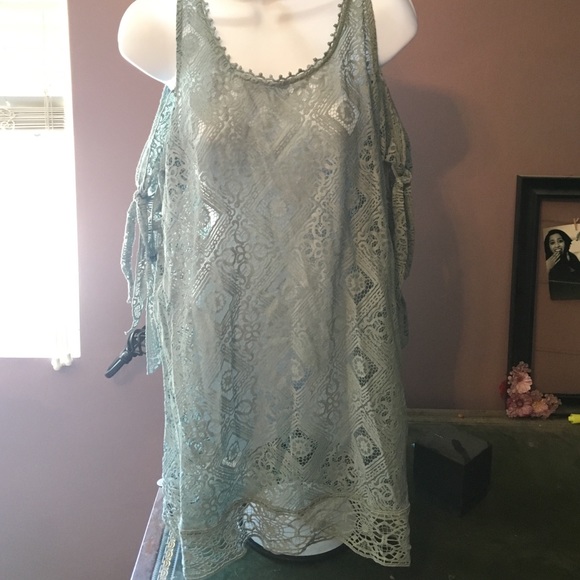 Free people blue lace open back tunic