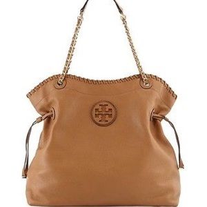 Tory Burch Chain Marion Slouch Bag Tan