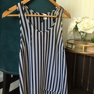 Black and white striped tank