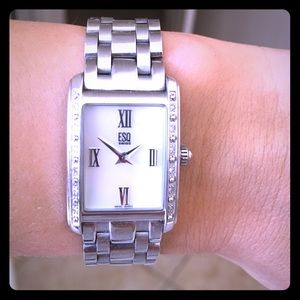 ESQ by Movado Silver link Ivory Face Timepiece