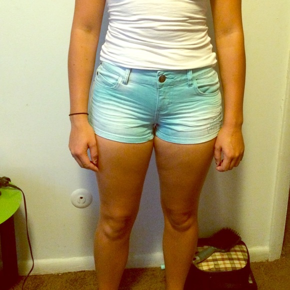 Light wash denim shorts