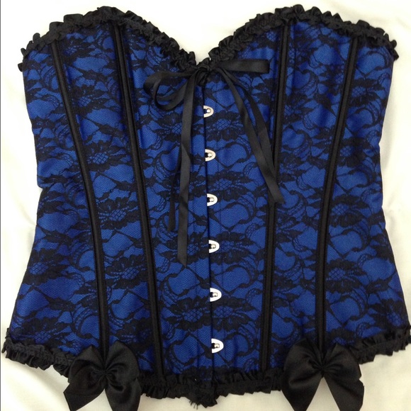 Cobalt blue lace corset