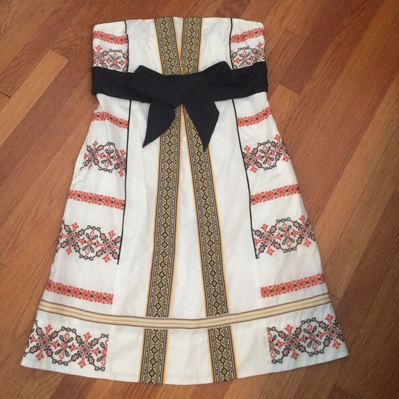 Anthropologie Floreat embroidered strapless dress