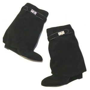 Black suede boots - calf height Never been worn