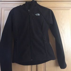 North Face black fleece hooded zip-up