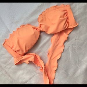 Victoria's Secret Peach Ruffle Strapless Top