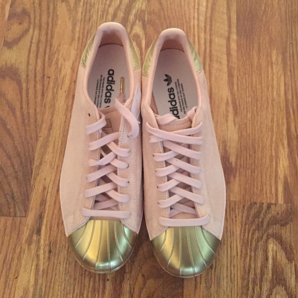 ❌SOLD❌ Adidas Superstar Custom Pink/Gold 9.5-10 - Picture 2 of 4