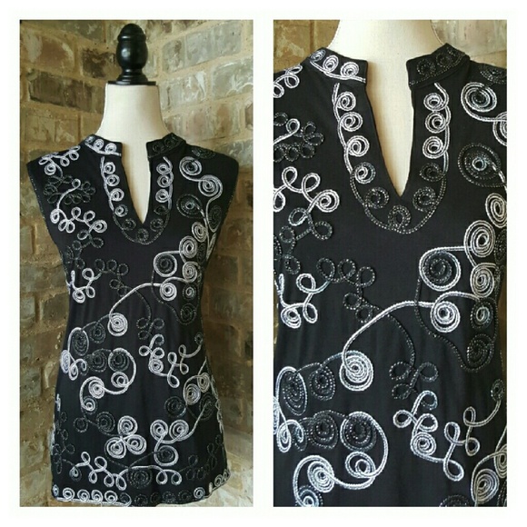 
Lauren Michelle  Tops - Lauren Michelle Black Tunic Top w/Soutache Detail