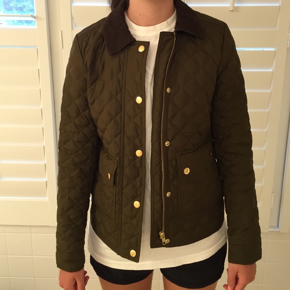 JCrew Olive Quilted Coat XXS