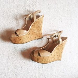 Steve Madden Nude Peep Toe Wedges