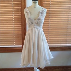 Cream-colored, chiffon event dress