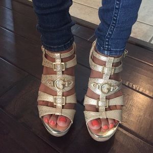 Guess cork platform wedges