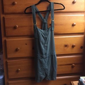 Grey green overall shorts