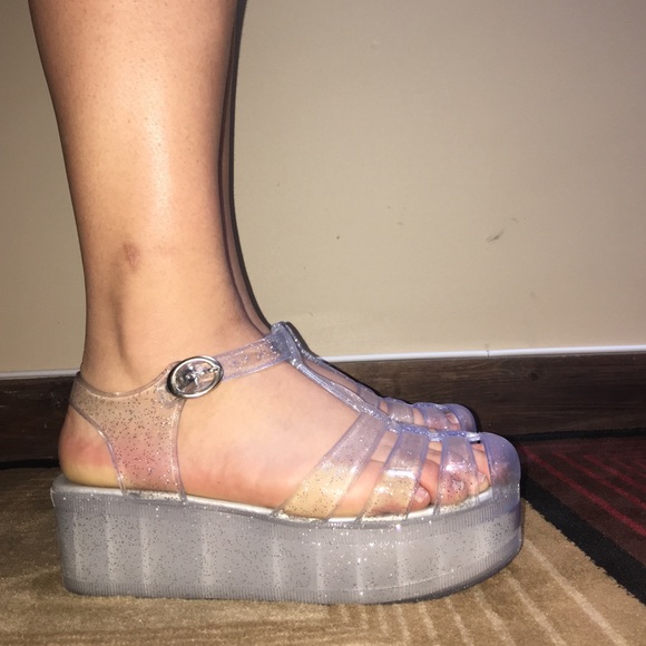 Clear glittery platform jellies