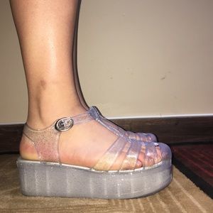 Clear glittery platform jellies