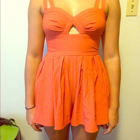 Coral Material Girl Romper
