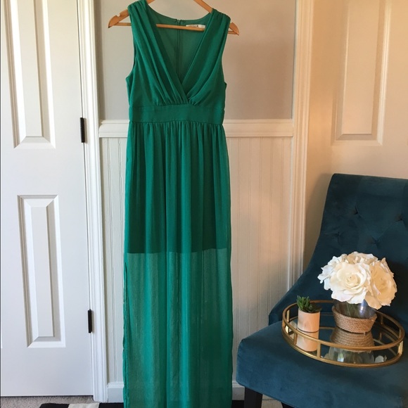Emerald green maxi dress